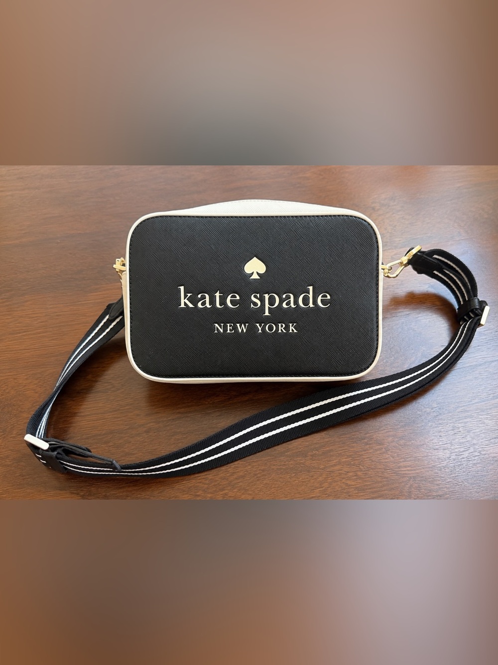 kate spade Black and White Logo Crossbody Camera Bag